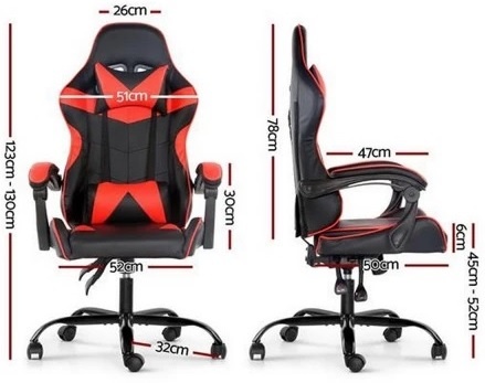 Silla Gamer Lumax ROM Negro/Rojo Reclinable - Imagen 2