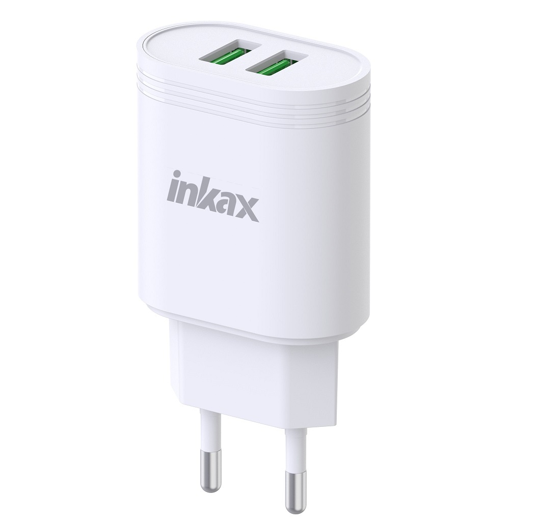 Cargador de Pared Inkax Dual USB-A 12W 2.4A Blanco