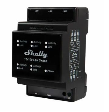 Switch LAN Shelly 5 Puertos RJ-45 10/100 Mbps DIN - Imagen 2