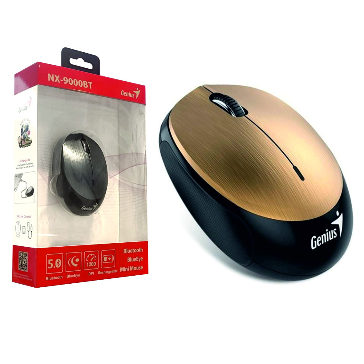 Mouse Genius NX-9000BT Bluetooth Recargable Dorado