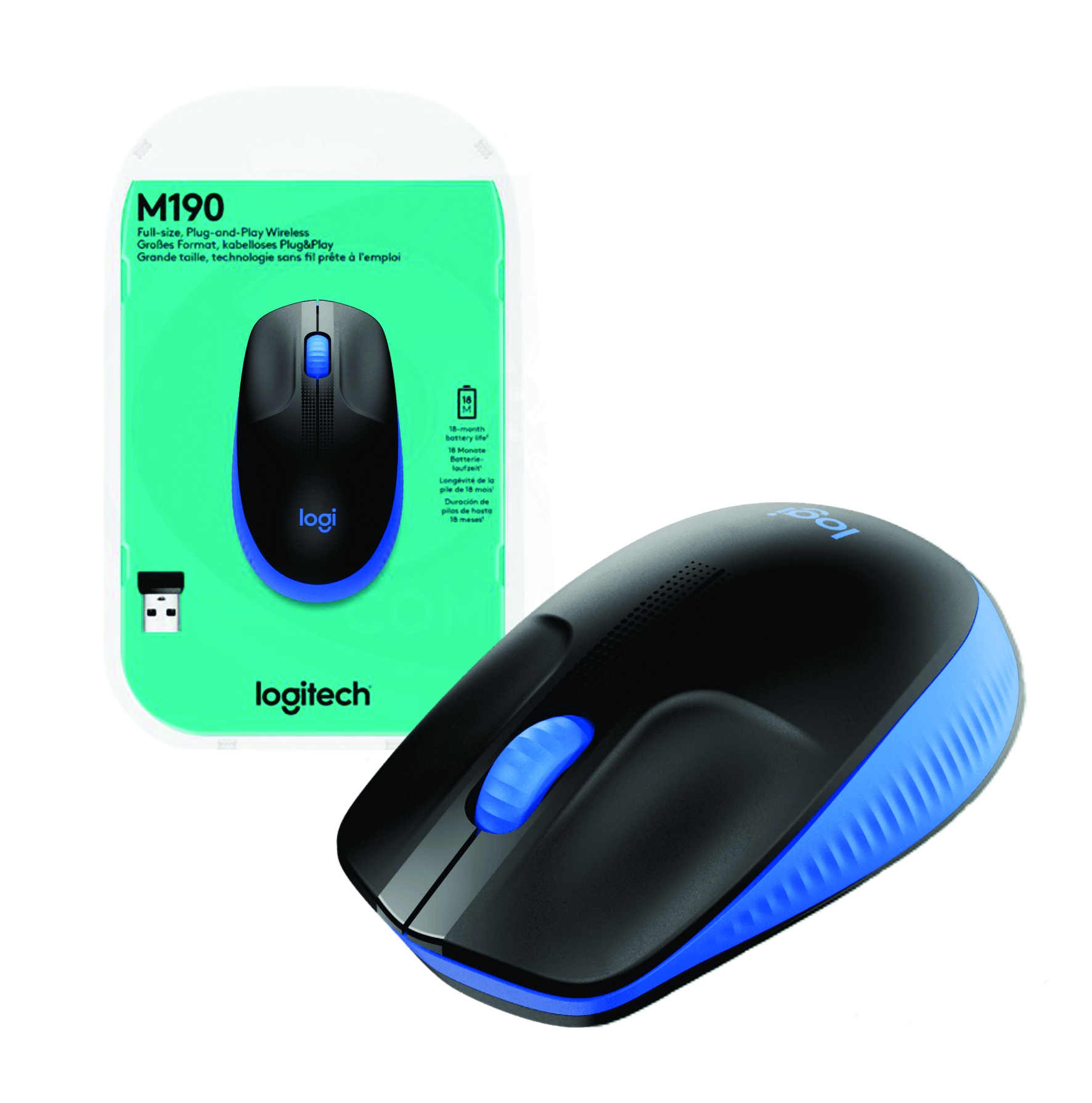 Mouse Logitech M190 Inalámbrico Azul
