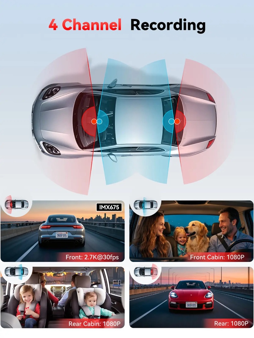 Dashcam Redtiger F17 PLUS 2.7K Quad Canal GPS WiFi