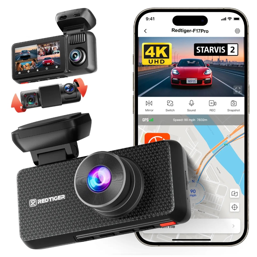 Dashcam Redtiger F17 PLUS 2.7K Quad Canal GPS WiFi - Imagen 3
