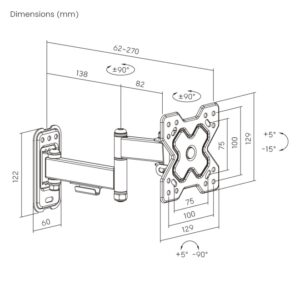 Soporte de pared Brateck Full-Motion para TV 13-32''