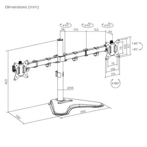 Soporte de escritorio Brateck para dos monitores 17"-32"