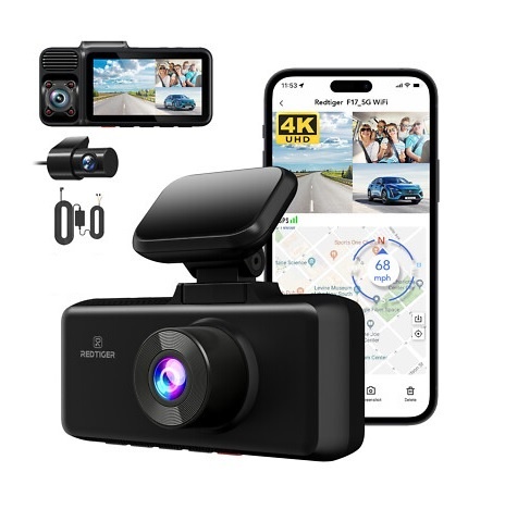 Dashcam Redtiger F17 4K Triple Canal GPS WiFi - Imagen 4