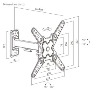 Soporte de pared Brateck Full-Motion para TV hasta 43''
